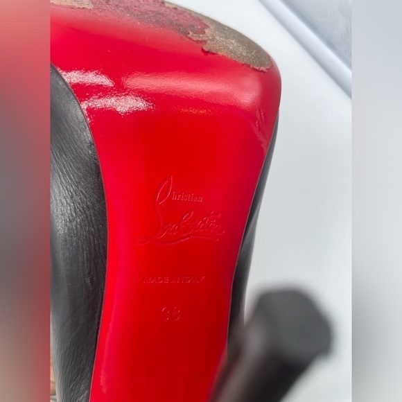 Christian Louboutin Ishtar Black Leather Mid Calf Pointed Stiletto Heels Boots - Picture 10 of 14